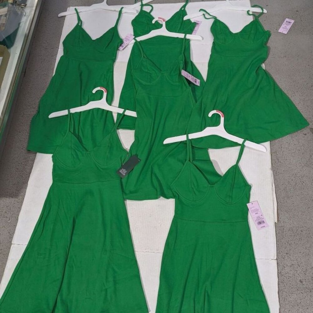 6 Green Wild Fable Knit Skater Dresses, Size XXS